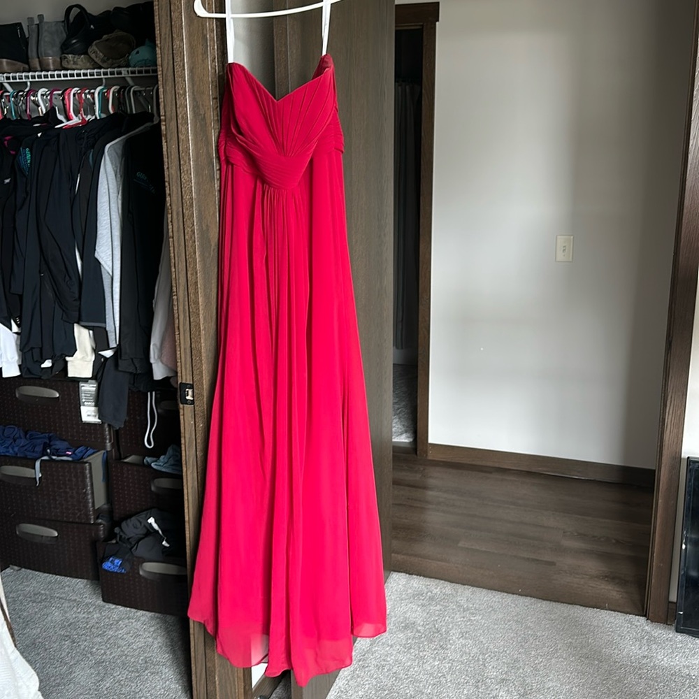 Apple Red-David's Bridal long strapless dress